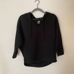 AVIA Women's Athleisure Black Lace Up Lightweight Hoodie Sweatshirt Size Small